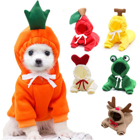 Fruit-Print Fleece Hoodie for Small Dogs