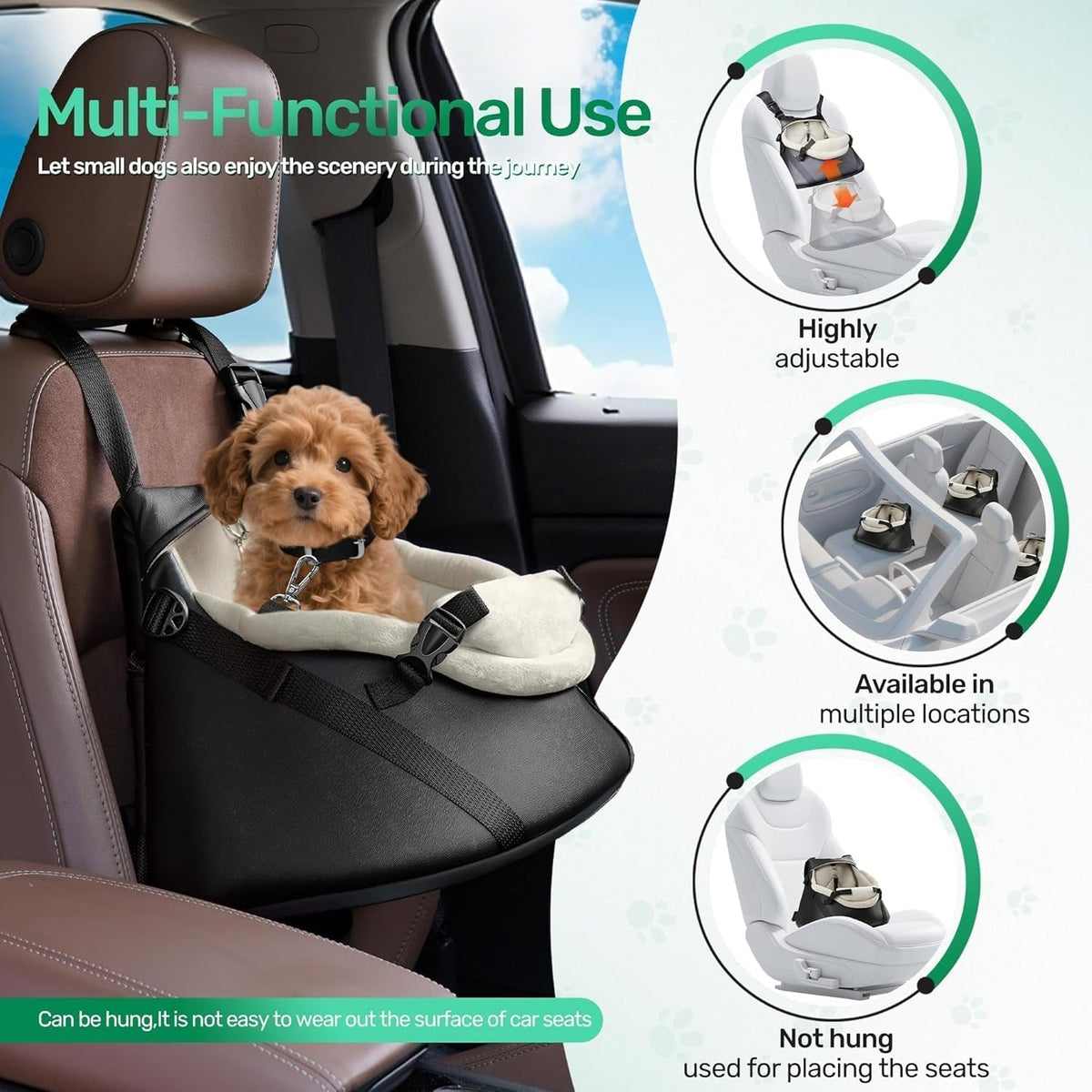 Small Pet Car Seat Booster Travel Seat up to 7lbs