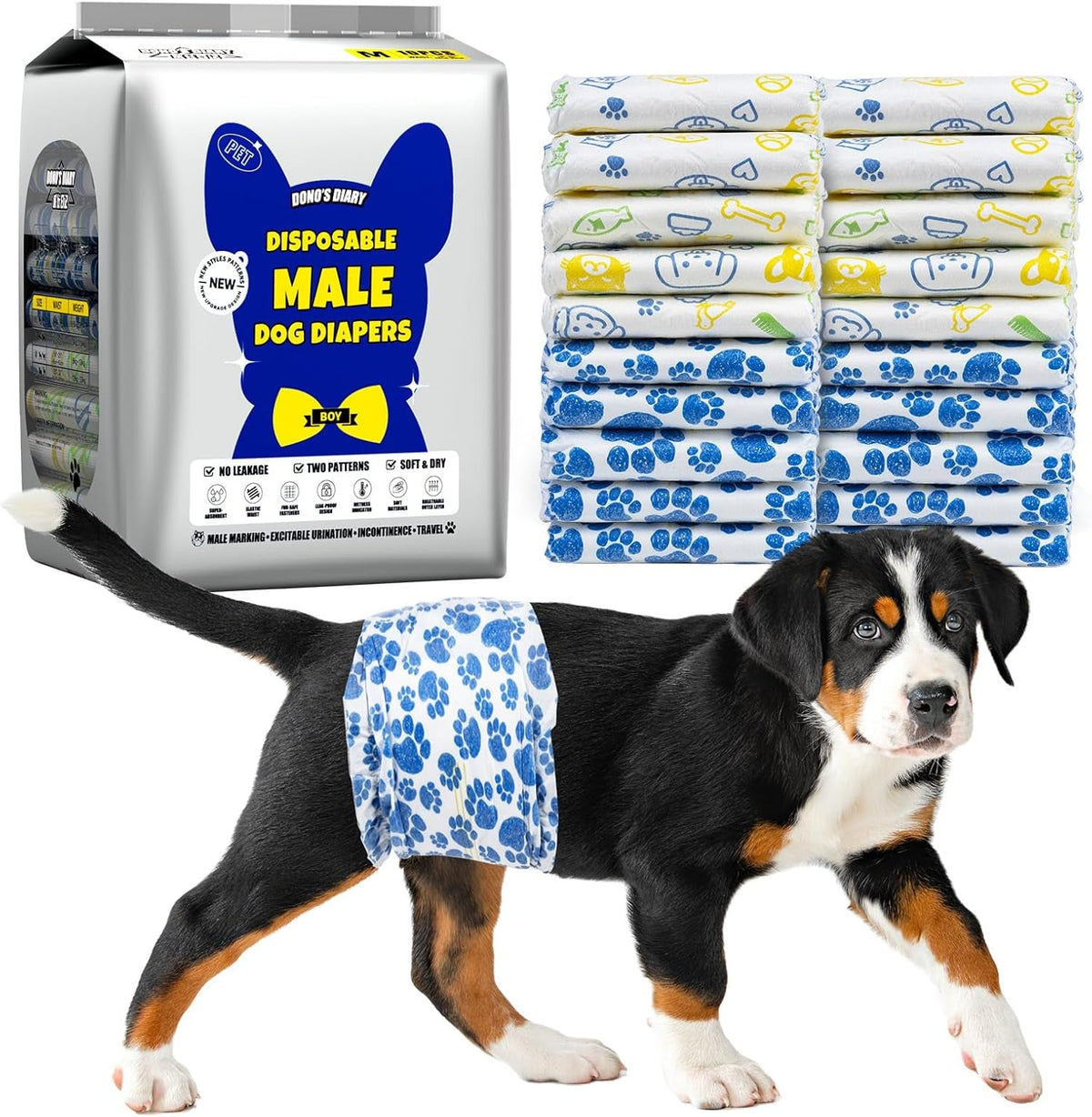 Male Dog Diapers Disposable & Leakproof Wraps 60 Count