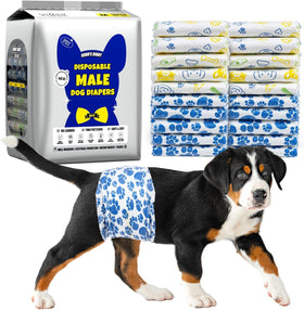 Male Dog Diapers Disposable & Leakproof Wraps 60 Count