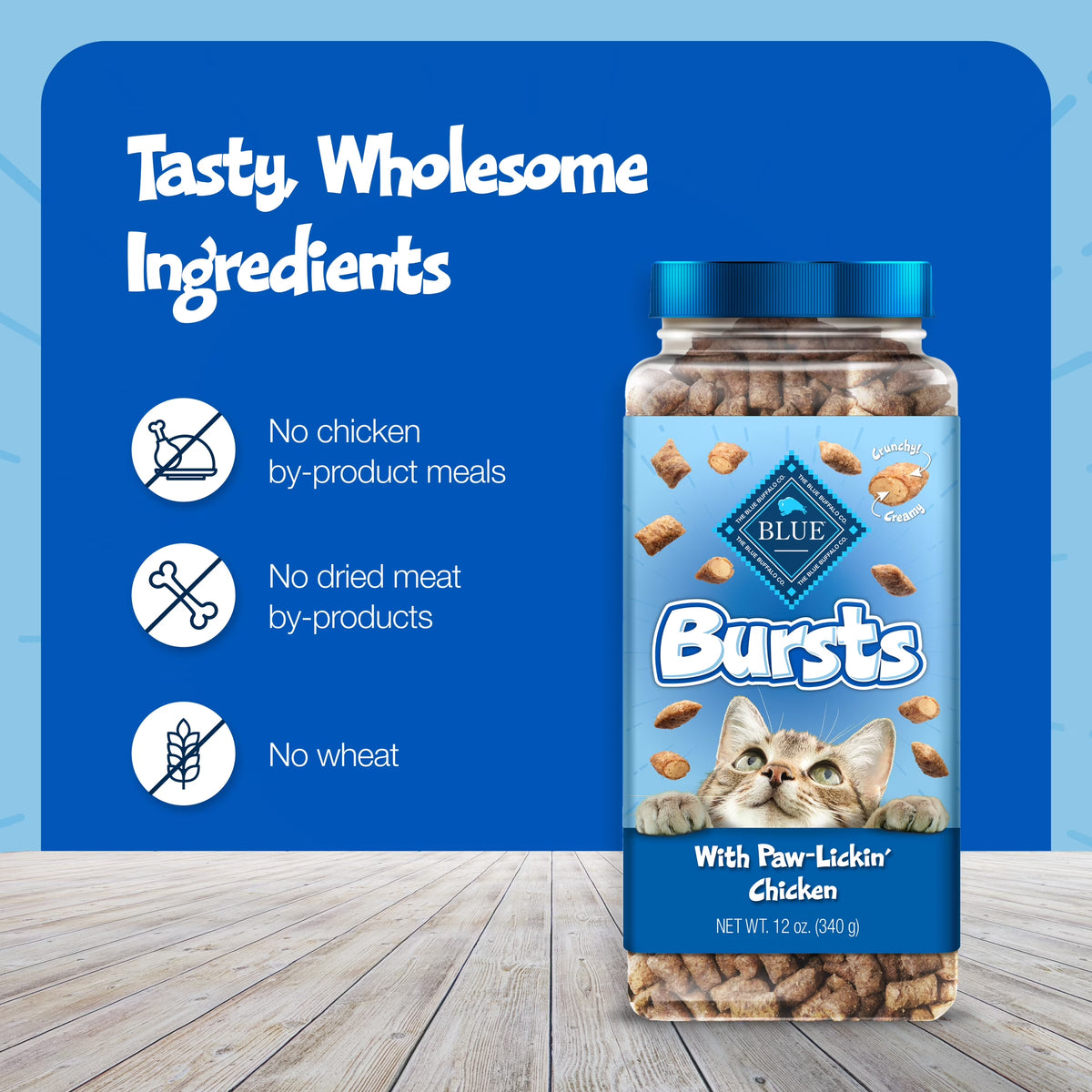 Bursts Chicken Flavor Crunchy Treats for Cats, Whole Grain, 5 Oz. Bag