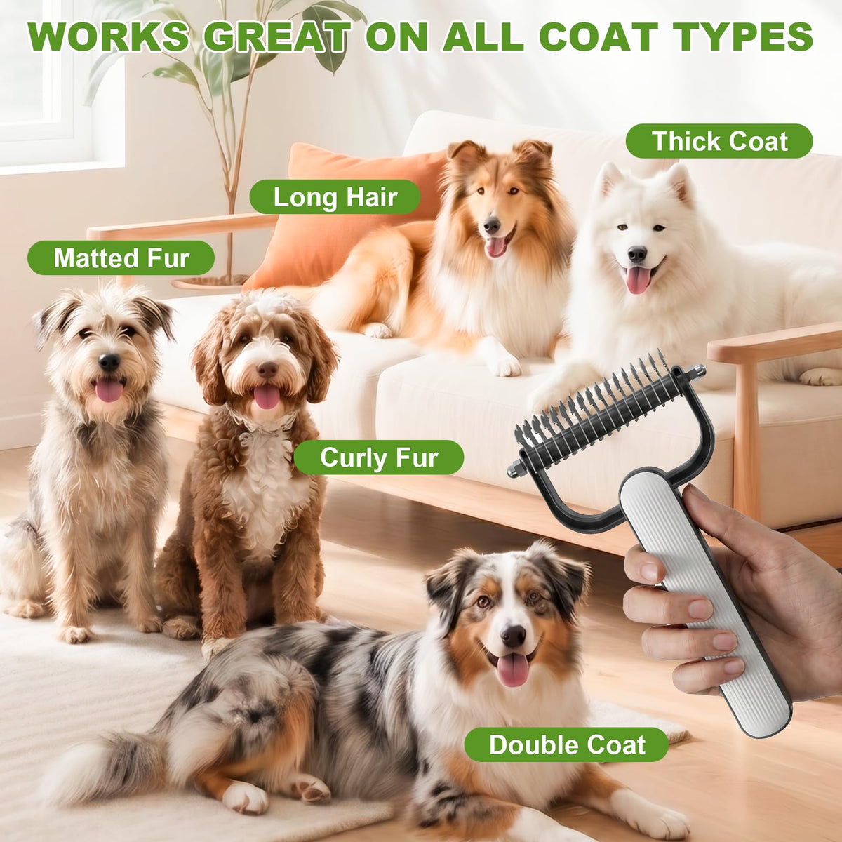 Double-Sided Dematting Comb For Dogs & Cats