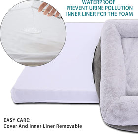Orthopedic Dog Bed for Medium Dogs, Removable Washable Cover & Non-Skid Bottom, 31 X 25 Inch, Gray