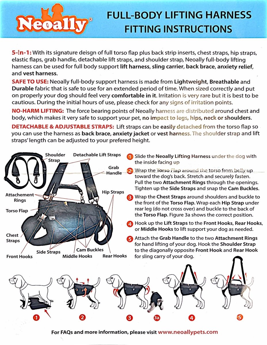 5-in-1 Sturdy Dog Lift Harness Full Body Support