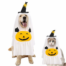 Pumpkin Ghost Costume for Pets Medium