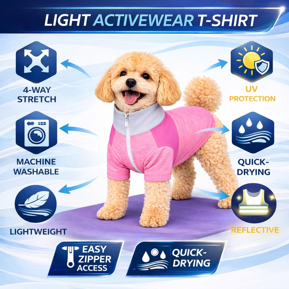 4-Way-Stretch Yoga Fitness Long-Sleeve Dog T-Shirt
