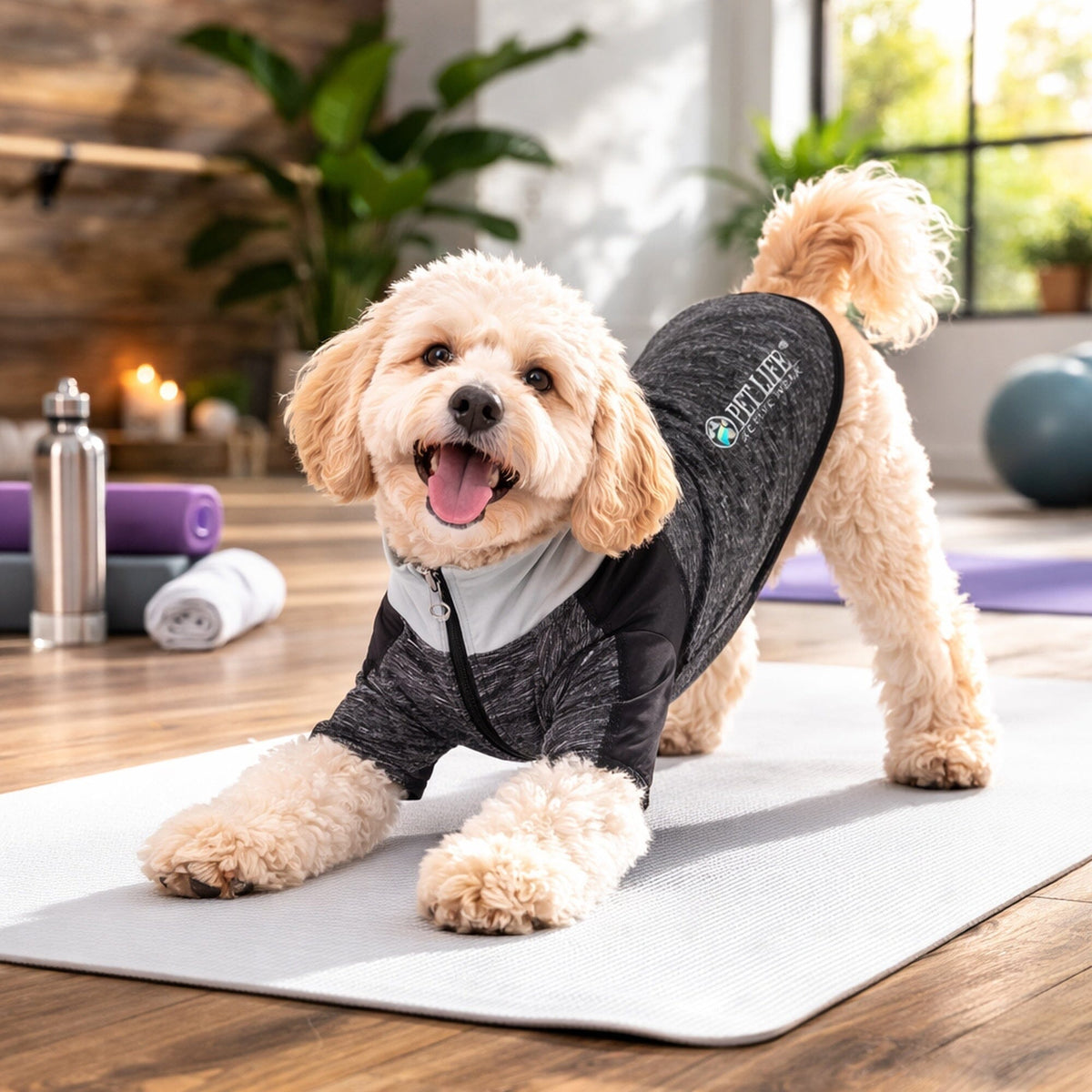 4-Way-Stretch Yoga Fitness Long-Sleeve Dog T-Shirt