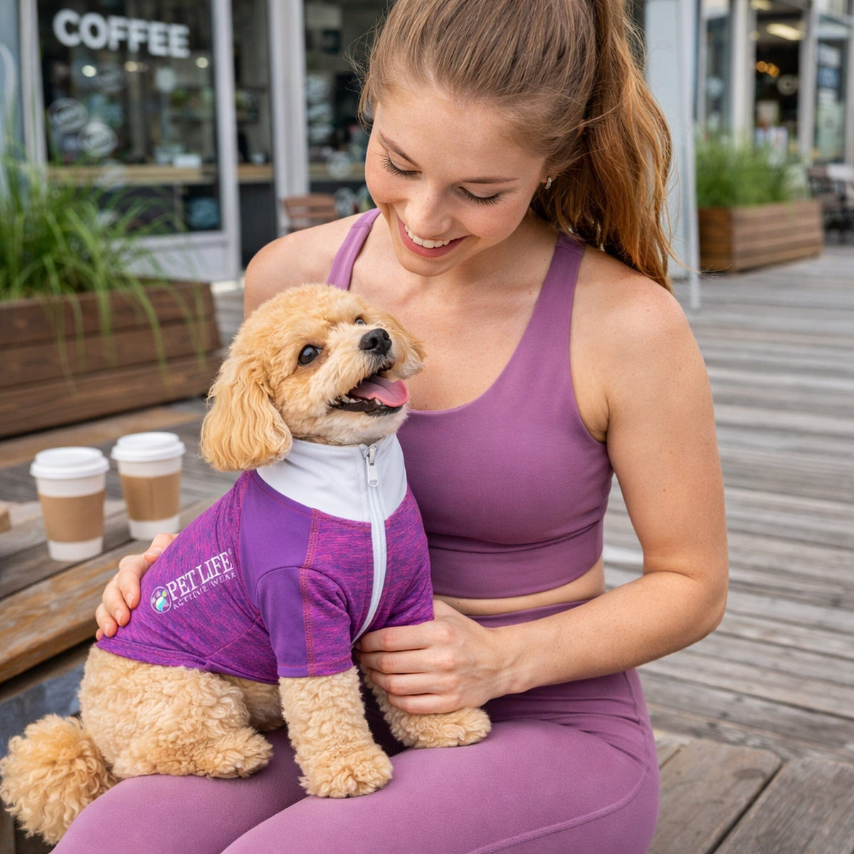 4-Way-Stretch Yoga Fitness Long-Sleeve Dog T-Shirt
