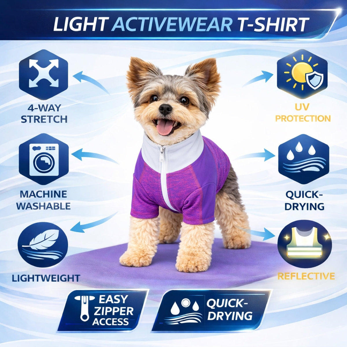 4-Way-Stretch Yoga Fitness Long-Sleeve Dog T-Shirt