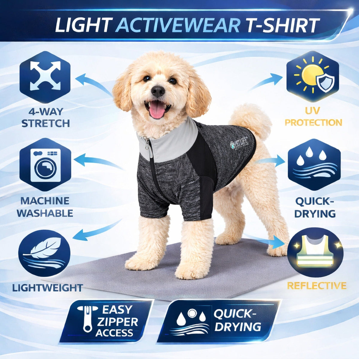 4-Way-Stretch Yoga Fitness Long-Sleeve Dog T-Shirt