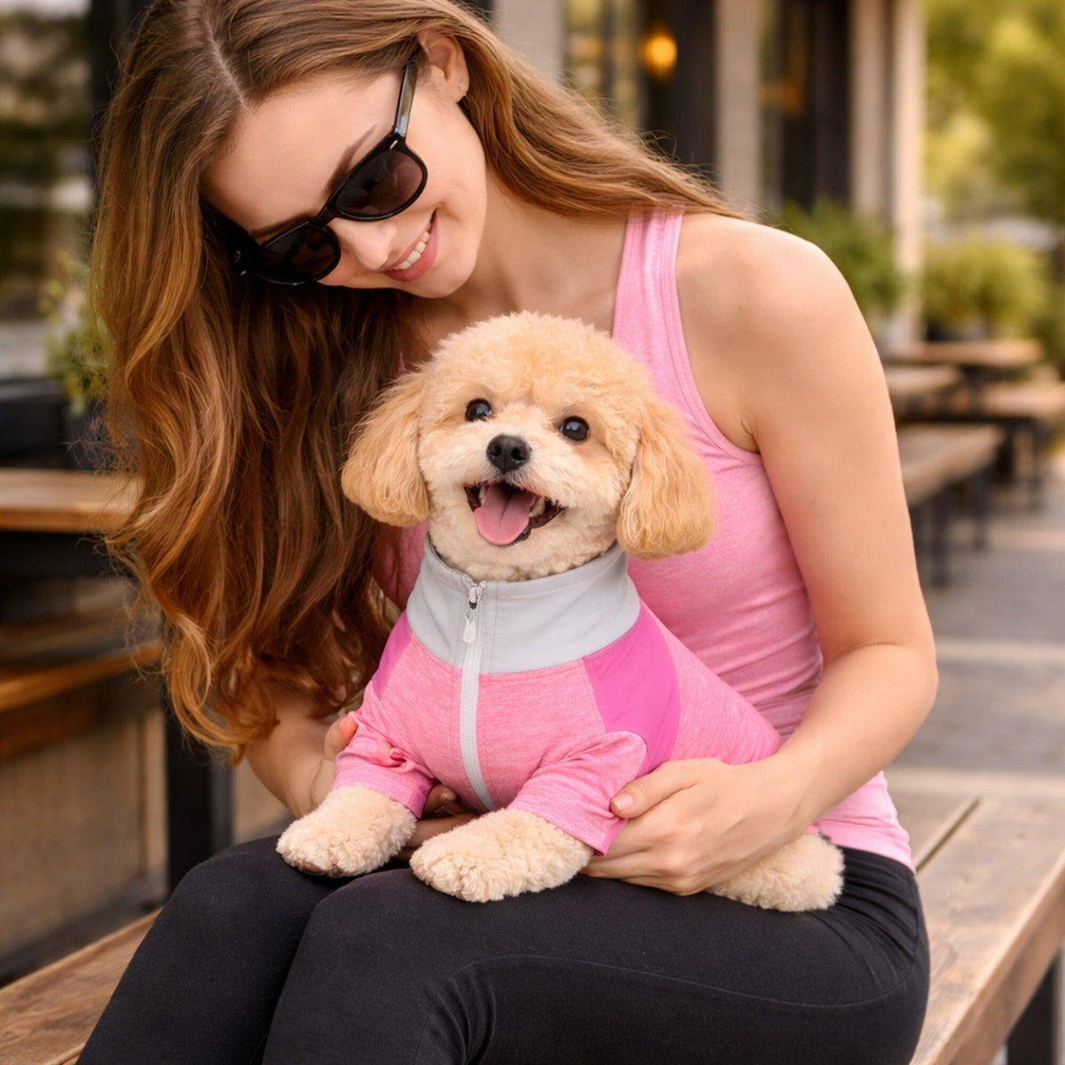 4-Way-Stretch Yoga Fitness Long-Sleeve Dog T-Shirt