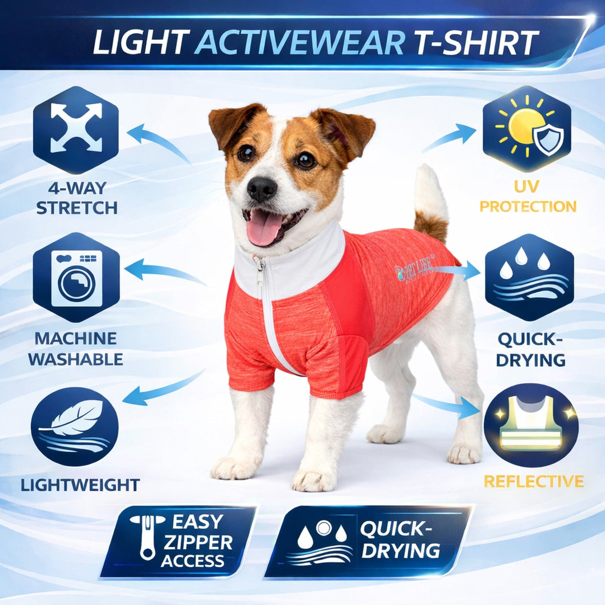 4-Way-Stretch Yoga Fitness Long-Sleeve Dog T-Shirt