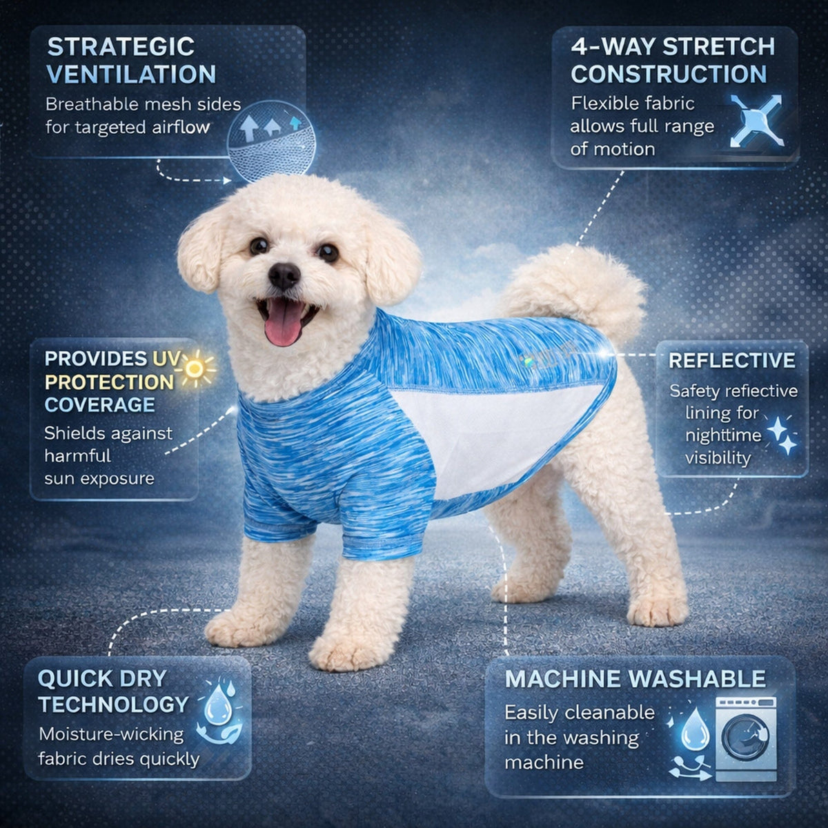 Heathered Ultra-Stretch Yoga Fitness Dog T-Shirt