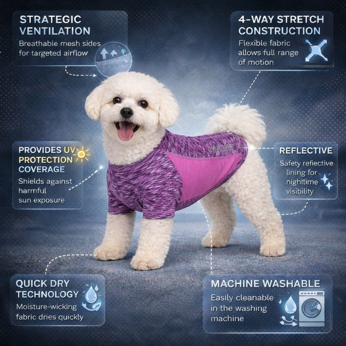 Heathered Ultra-Stretch Yoga Fitness Dog T-Shirt