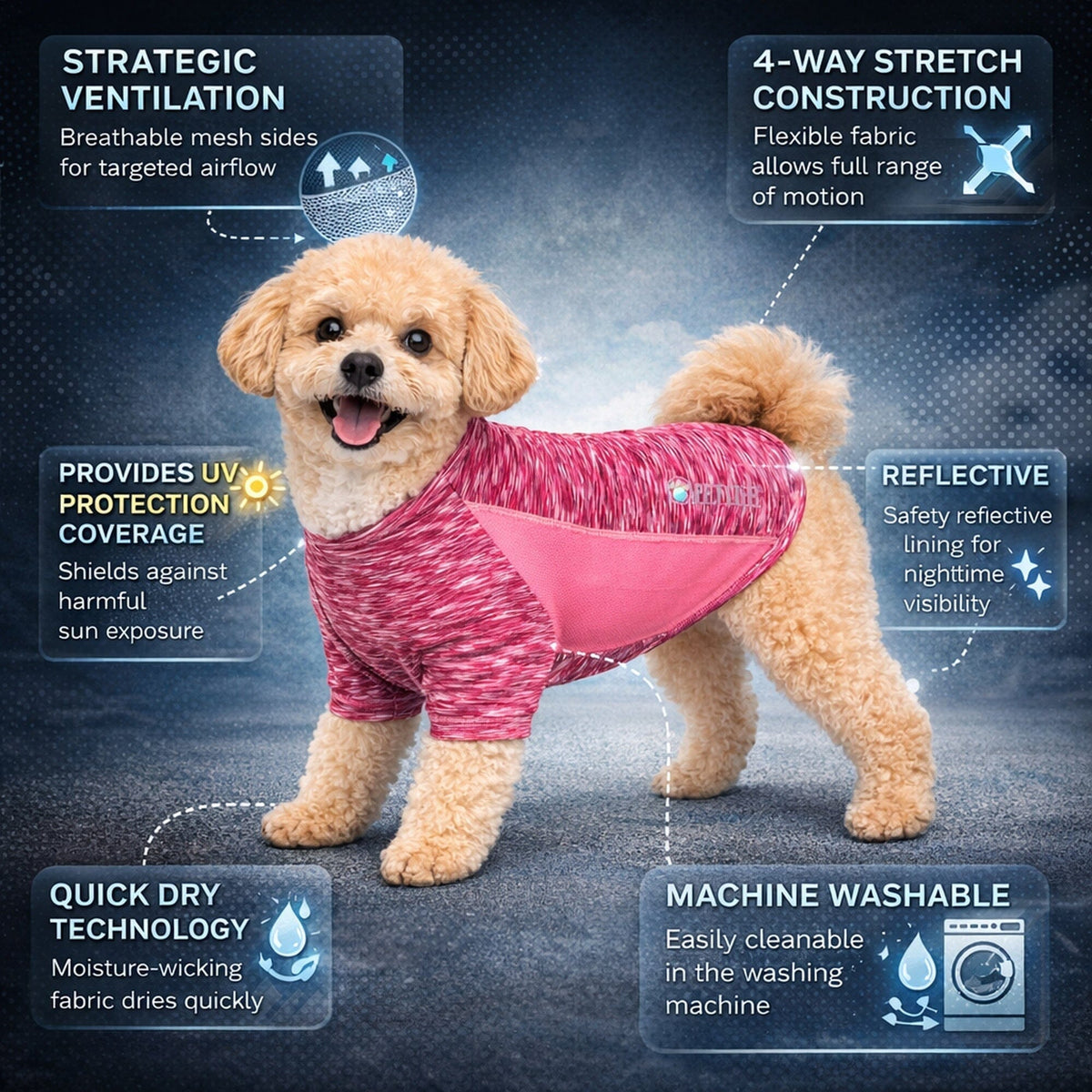 Heathered Ultra-Stretch Yoga Fitness Dog T-Shirt