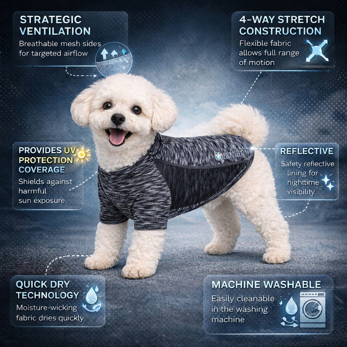 Heathered Ultra-Stretch Yoga Fitness Dog T-Shirt