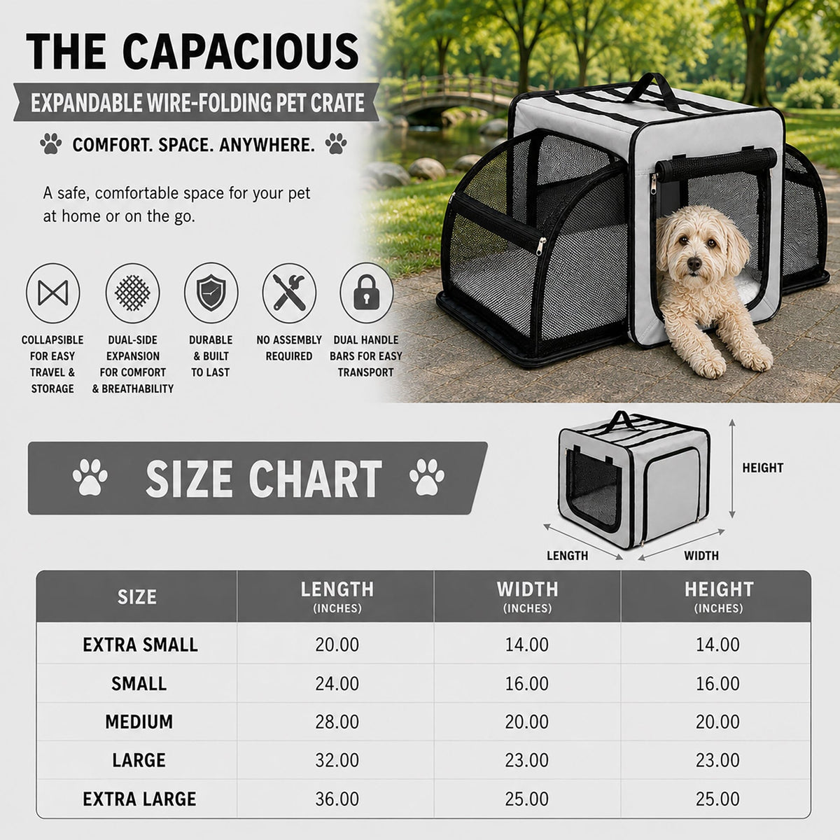 Pet Life ® 'Capacious' Dual-Sided Expandable Collapsible Pet Carrier