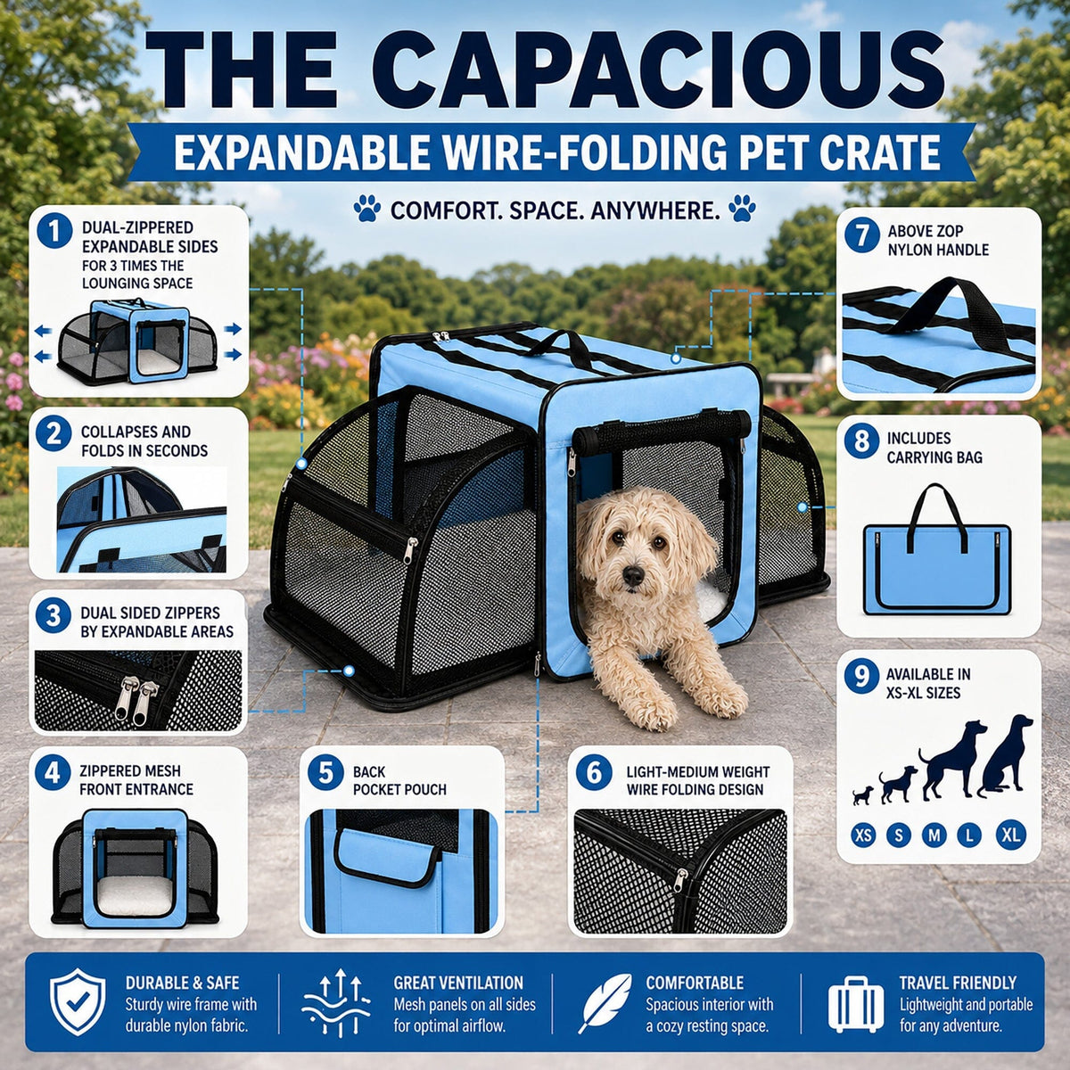 Pet Life ® 'Capacious' Dual-Sided Expandable Collapsible Pet Carrier