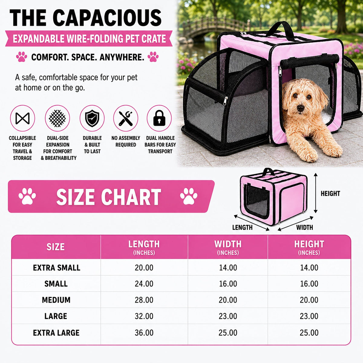 Pet Life ® 'Capacious' Dual-Sided Expandable Collapsible Pet Carrier