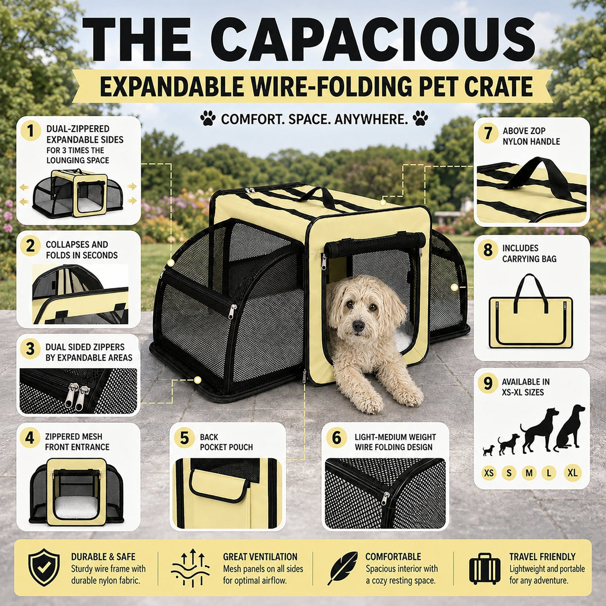 Pet Life ® 'Capacious' Dual-Sided Expandable Collapsible Pet Carrier