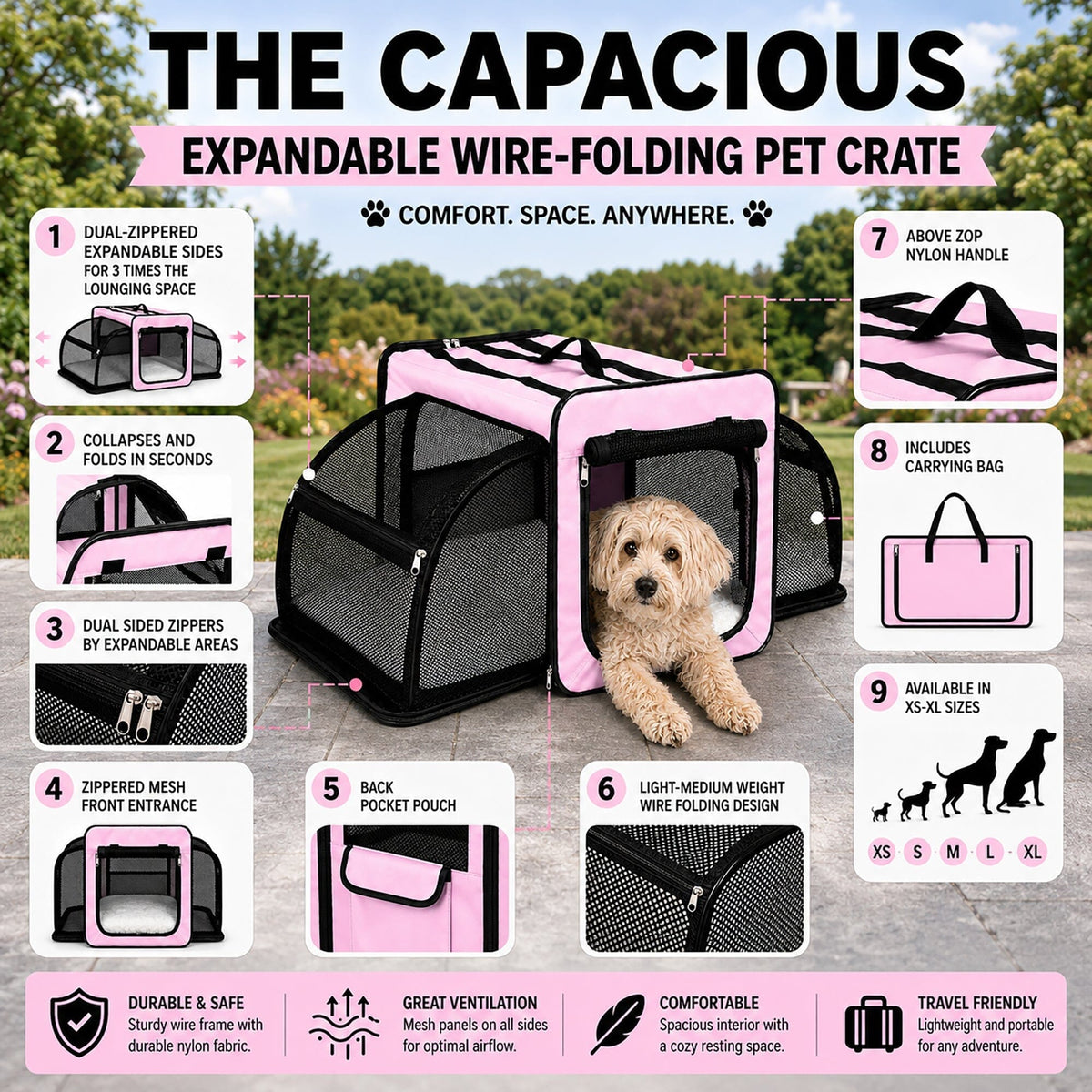 Pet Life ® 'Capacious' Dual-Sided Expandable Collapsible Pet Carrier